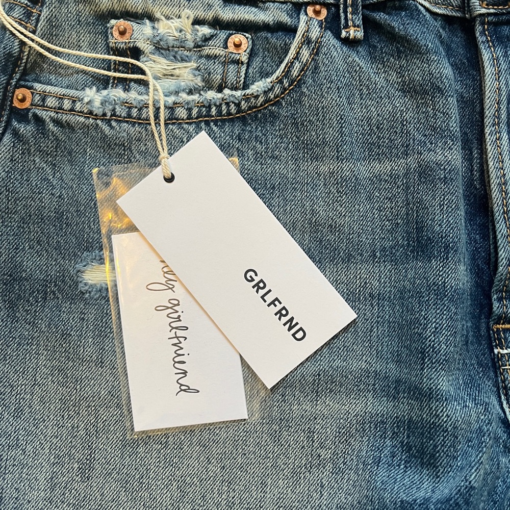 GRLFRND Blue Distressed Denim Shorts - Picture 5 of 5